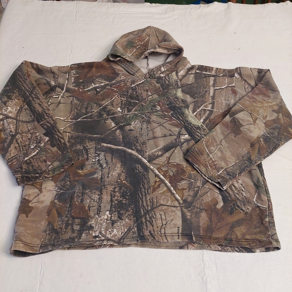 Realtree Brown Camo Hoodie Sweatshirt Pullover Country Hunting Outdoor Size L - Picture 3 of 8